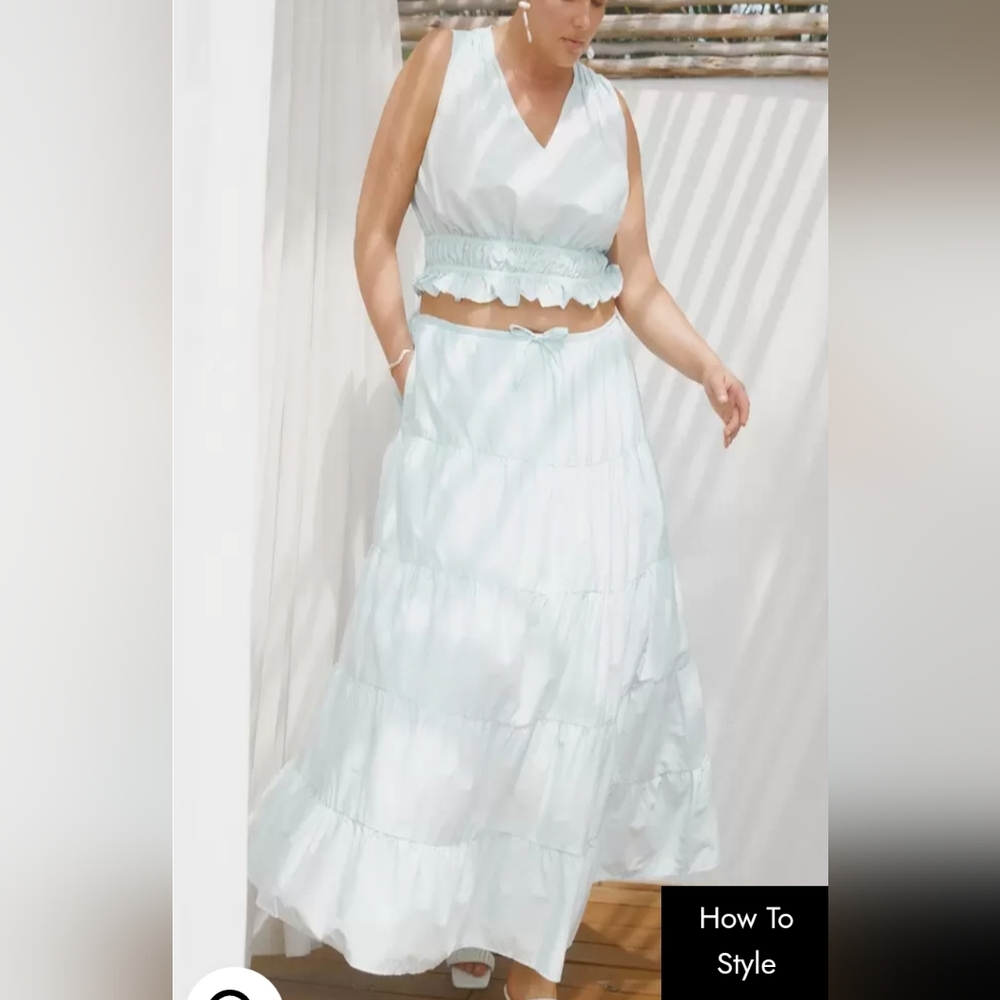 SET---Tiered Maxi Skirt with Shirred Top